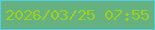 文字の大きさ：5、枠の色：50cee7、背景の色：66b182、文字の色：9dd11d 無料ブログパーツのブログ時計