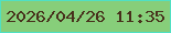 文字の大きさ：2、枠の色：50e0c3、背景の色：87ce7a、文字の色：48311c 無料ブログパーツのブログ時計