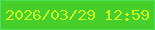 文字の大きさ：1、枠の色：50e254、背景の色：46ce2b、文字の色：c2fb21 無料ブログパーツのブログ時計