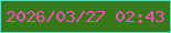 文字の大きさ：2、枠の色：50e2d5、背景の色：377918、文字の色：fc4ebf 無料ブログパーツのブログ時計