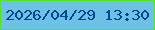 文字の大きさ：3、枠の色：50e715、背景の色：6bc1e7、文字の色：01448a 無料ブログパーツのブログ時計