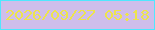 文字の大きさ：1、枠の色：50e7fe、背景の色：cfbeeb、文字の色：ede44d 無料ブログパーツのブログ時計