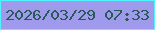 文字の大きさ：5、枠の色：50f4ff、背景の色：9f9aec、文字の色：285a57 無料ブログパーツのブログ時計