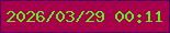 文字の大きさ：5、枠の色：51035c、背景の色：a8004b、文字の色：60ef1d 無料ブログパーツのブログ時計