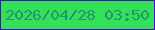 文字の大きさ：4、枠の色：5108c9、背景の色：32e158、文字の色：249371 無料ブログパーツのブログ時計
