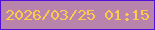文字の大きさ：1、枠の色：5110d5、背景の色：b884ab、文字の色：feca4e 無料ブログパーツのブログ時計