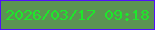 文字の大きさ：3、枠の色：5111fb、背景の色：5b9452、文字の色：1ee72b 無料ブログパーツのブログ時計