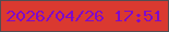 文字の大きさ：3、枠の色：514e52、背景の色：da3930、文字の色：7f0ac9 無料ブログパーツのブログ時計