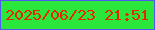 文字の大きさ：2、枠の色：5158f4、背景の色：2be73b、文字の色：e52702 無料ブログパーツのブログ時計