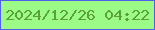 文字の大きさ：3、枠の色：515eee、背景の色：9bfb86、文字の色：5ba139 無料ブログパーツのブログ時計