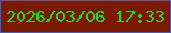 文字の大きさ：2、枠の色：515fa5、背景の色：7b1902、文字の色：1de026 無料ブログパーツのブログ時計