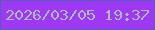 文字の大きさ：4、枠の色：515fb8、背景の色：9f38f4、文字の色：abb9c0 無料ブログパーツのブログ時計