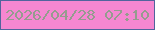 文字の大きさ：4、枠の色：51649d、背景の色：f587d1、文字の色：959c8e 無料ブログパーツのブログ時計
