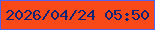 文字の大きさ：3、枠の色：5164ec、背景の色：fa4918、文字の色：112476 無料ブログパーツのブログ時計