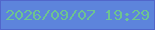 文字の大きさ：3、枠の色：5166cb、背景の色：5d84dc、文字の色：6dc391 無料ブログパーツのブログ時計