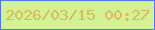 文字の大きさ：1、枠の色：5176f1、背景の色：d4f194、文字の色：d7ba5f 無料ブログパーツのブログ時計