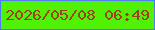 文字の大きさ：2、枠の色：5179f0、背景の色：50f101、文字の色：9f4218 無料ブログパーツのブログ時計