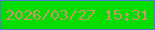 文字の大きさ：3、枠の色：517bcb、背景の色：04dd03、文字の色：c9956b 無料ブログパーツのブログ時計