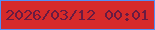 文字の大きさ：4、枠の色：518ff5、背景の色：d62a2a、文字の色：691b42 無料ブログパーツのブログ時計