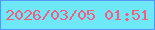 文字の大きさ：3、枠の色：5197fa、背景の色：6ee8f7、文字の色：f35d7e 無料ブログパーツのブログ時計