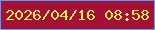 文字の大きさ：2、枠の色：519efc、背景の色：a51037、文字の色：e6eb56 無料ブログパーツのブログ時計