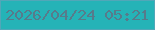 文字の大きさ：2、枠の色：51a7b8、背景の色：25b3b7、文字の色：577b8b 無料ブログパーツのブログ時計