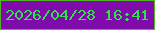 文字の大きさ：4、枠の色：51b426、背景の色：7f0baa、文字の色：32df4d 無料ブログパーツのブログ時計