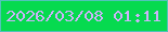 文字の大きさ：2、枠の色：51c3b9、背景の色：06da4f、文字の色：cdb3fb 無料ブログパーツのブログ時計