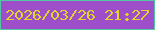 文字の大きさ：3、枠の色：51c7a4、背景の色：9e4ec9、文字の色：ded62d 無料ブログパーツのブログ時計