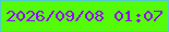 文字の大きさ：1、枠の色：51cdcb、背景の色：55fc0a、文字の色：920afe 無料ブログパーツのブログ時計