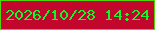 文字の大きさ：5、枠の色：51d506、背景の色：c2062c、文字の色：10f82b 無料ブログパーツのブログ時計