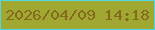 文字の大きさ：2、枠の色：51d8e6、背景の色：a0a832、文字の色：846a1d 無料ブログパーツのブログ時計