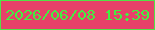 文字の大きさ：5、枠の色：51e246、背景の色：e64169、文字の色：43ef41 無料ブログパーツのブログ時計