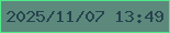 文字の大きさ：5、枠の色：51ea8a、背景の色：5d897d、文字の色：26434e 無料ブログパーツのブログ時計