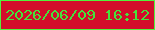 文字の大きさ：4、枠の色：51f23c、背景の色：d20d2b、文字の色：45e23b 無料ブログパーツのブログ時計
