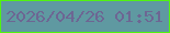 文字の大きさ：4、枠の色：51f310、背景の色：5f99a1、文字の色：6d6693 無料ブログパーツのブログ時計