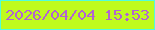 文字の大きさ：1、枠の色：51fddb、背景の色：bffb1d、文字の色：b264d2 無料ブログパーツのブログ時計