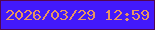 文字の大きさ：5、枠の色：520653、背景の色：4319fc、文字の色：e89561 無料ブログパーツのブログ時計