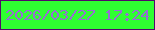 文字の大きさ：2、枠の色：52096a、背景の色：2fff31、文字の色：976dd4 無料ブログパーツのブログ時計
