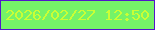 文字の大きさ：4、枠の色：5216ca、背景の色：75f368、文字の色：cafe35 無料ブログパーツのブログ時計