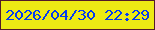 文字の大きさ：4、枠の色：521a29、背景の色：edea14、文字の色：043cf0 無料ブログパーツのブログ時計