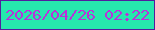 文字の大きさ：1、枠の色：521c9e、背景の色：26e7ad、文字の色：b932d9 無料ブログパーツのブログ時計