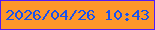 文字の大きさ：5、枠の色：521cf7、背景の色：fe972a、文字の色：1952ed 無料ブログパーツのブログ時計
