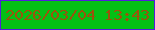 文字の大きさ：4、枠の色：521ddc、背景の色：04c015、文字の色：9b530c 無料ブログパーツのブログ時計