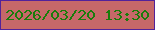 文字の大きさ：2、枠の色：52229a、背景の色：c66869、文字の色：197d0b 無料ブログパーツのブログ時計