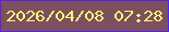 文字の大きさ：5、枠の色：5225ec、背景の色：7c505e、文字の色：f9fa7c 無料ブログパーツのブログ時計