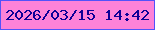 文字の大きさ：4、枠の色：5252fa、背景の色：fd82d8、文字の色：0e0097 無料ブログパーツのブログ時計
