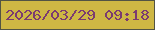 文字の大きさ：4、枠の色：525344、背景の色：ceb744、文字の色：7b3b70 無料ブログパーツのブログ時計