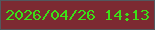 文字の大きさ：1、枠の色：52585e、背景の色：7c2a32、文字の色：3ce017 無料ブログパーツのブログ時計