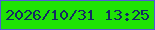 文字の大きさ：2、枠の色：5259d8、背景の色：1fe305、文字の色：132a63 無料ブログパーツのブログ時計